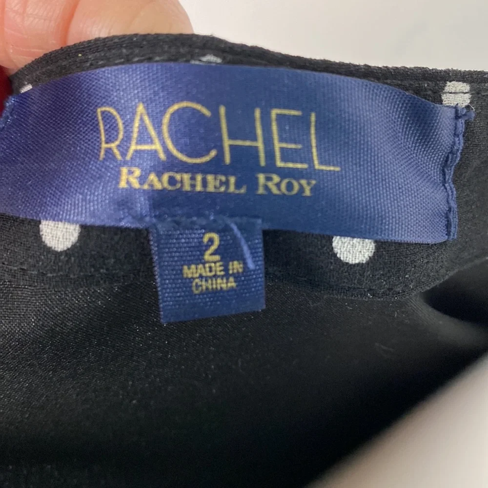 Rachel Roy polka dot dress with sheer sleeves a ruffle detail. - Picture 6 of 7